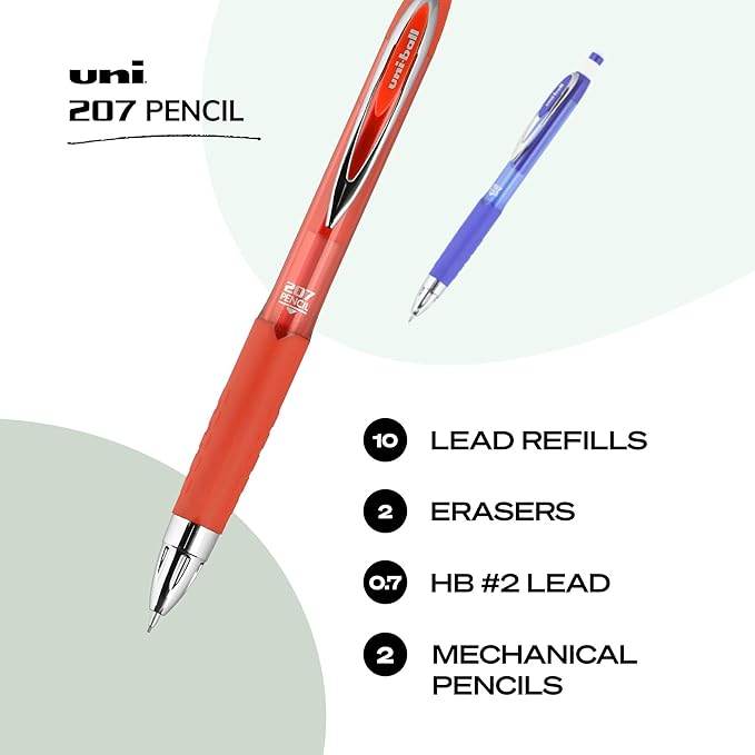 uniball 207 Mechanical Pencil Starter Kit, 0.7mm, HB #2, 2 Pack