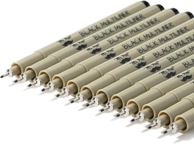 Mr. Pen- 0.5mm Fine Point 12 Pack Black Ink Pens for Drawing & Sketching Bulk, Ideal for Bible Journaling