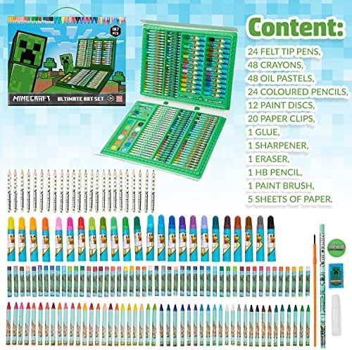 Minecraft Colored Pencils Art Supplies Kids Set Coloring Painting Kit Girls Drawing Pencils Supplies Travel Case with Crayons Arts and Crafts for Kids 4-12