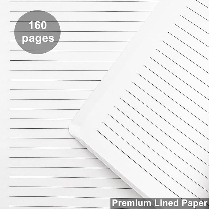 Notebook Journal, College Ruled Notebook Lined A5 160 Pages,Hard Cover Journals for Writing, Notebooks for Work Office School Women Men,5.7 inches x 8.4 inches(White)