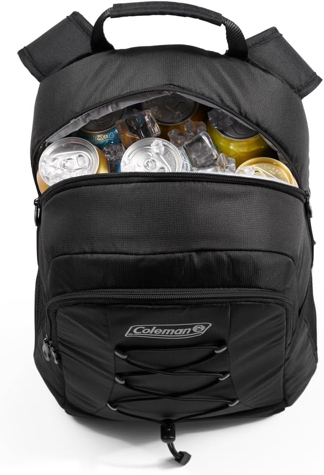 Coleman Chiller Insulated Backpack Cooler, Leakproof 28-Can Backpack Cooler with 12+ Hour Ice Retention, Made with Recycled Materials, Great for Beach, Camping, Hiking, Tailgates, Groceries, & More