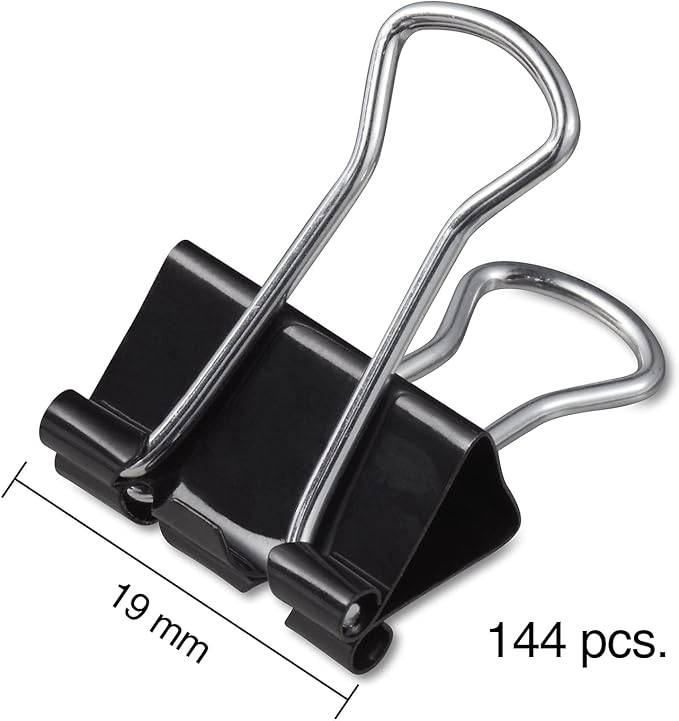 STAPLES Small Binder Clips - Black, 0.38" Capacity, Pack of 144 for Office, Paper & Document Organization