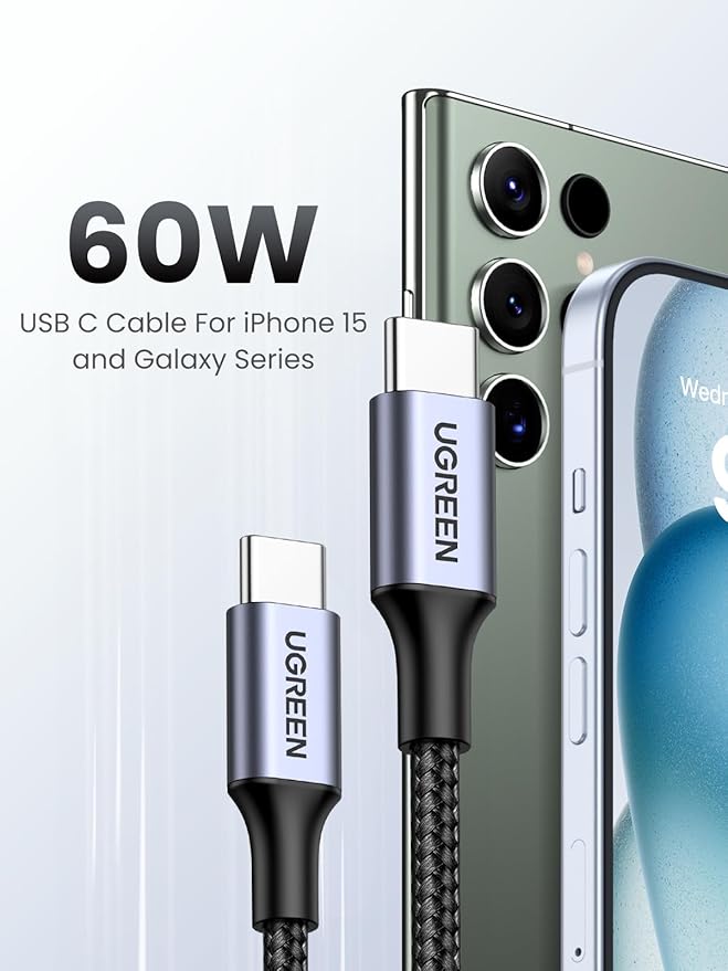 UGREEN Nexode 65W USB C Charger Desktop Bundle with 60W 2 Pack USB C Cable