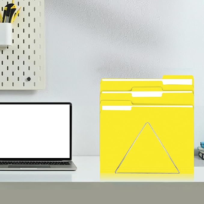File Folders, 100-Pack, 1/3 Cut, Letter Size, Yellow, Great for Organizing and Easy File Storage