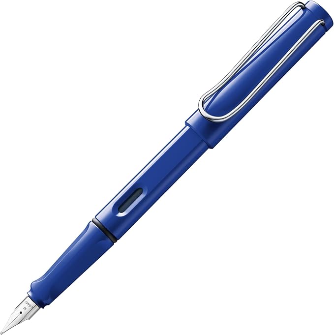 LAMY safari blue - Fountain Pen with ergonomic grip & polished steel nib in size B - ideal for any Writing & Calligraphy - including LAMY T 10 blue cartridge - Right-Handed
