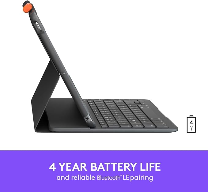 Logitech iPad (7th, 8th and 9th Generation) Keyboard Case | Slim Folio with Integrated Wireless Keyboard (Graphite), 7.3" x 10.1" x 0.9"
