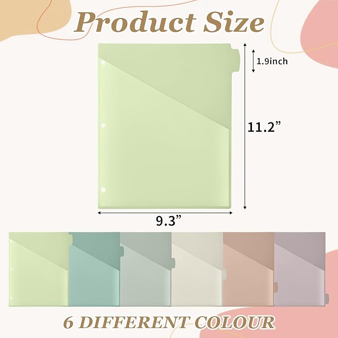 Epakh 12 Pcs Binder Dividers for 3 Rings Binders Index Dividers with Two Clear Pockets Plastics Sheets Protectors with Tab Labels for School Office Organization (Morandi)