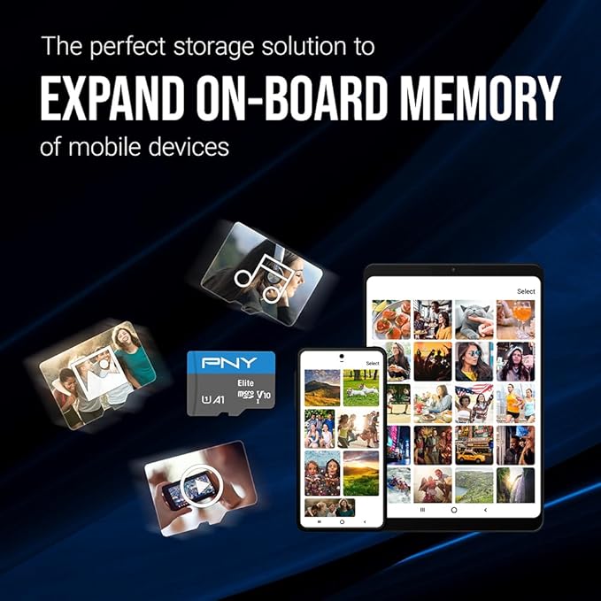 PNY 64GB Elite Mobile Accessories Class 10 U1 V10, A1 microSDXC Flash Memory Card for Mobile Devices - 100MB/s, Full HD, UHS-I, Micro SD 3-Pack