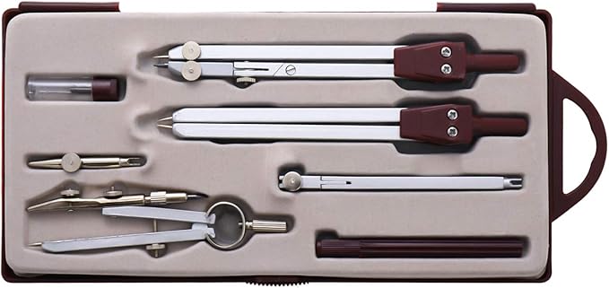 Compass for Geometry Drafting Tools 16 pcs Geometry Set Metal Rulers and Compasses for Architecture and Students Geometry Set for School Protractor and Compass Ruler Set and Geometry Compass W.8.5oz