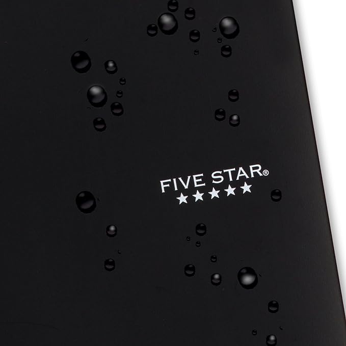 Five Star Spiral Notebook + Study App, 5 Subject, College Ruled Paper, 8-1/2" x 11", 200 Sheets, Fights Ink Bleed, Water Resistant Cover, Black (72081)