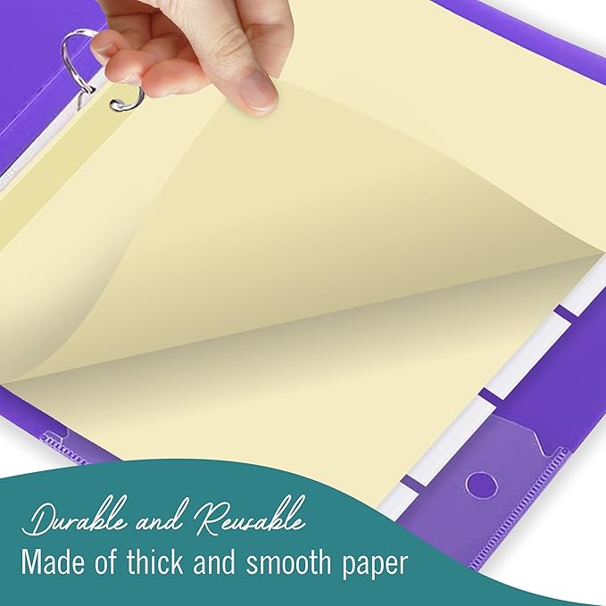 8-Tab Binder Dividers for 3 Ring Binder, Insertable Clear Big Tabs, Bulk Letter Size Paper Divider, 8.5 x 11 inch, 12 Sets (96 Dividers Total)