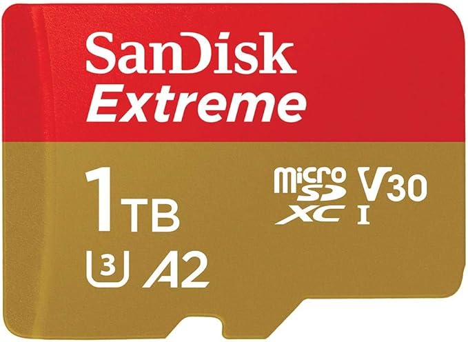 SanDisk 1TB Extreme microSDXC UHS-I Memory Card with Adapter - Up to 160MB/s, C10, U3, V30, 4K, A2, Micro SD - SDSQXA1-1T00-GN6MA