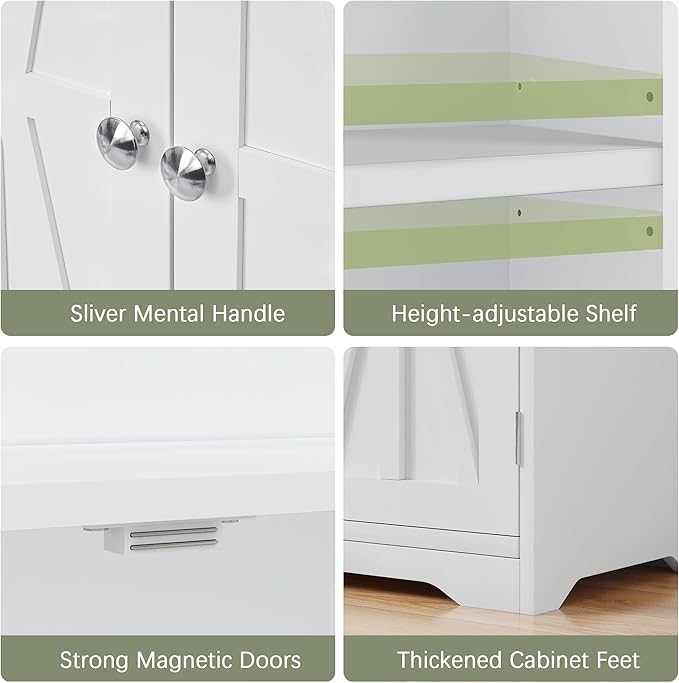 VECELO Bathroom Floor Storage Cabinet with Drawer, Freestanding Storage Unit with Adjustable Shelves, Open Compartments, for Bathroom, Living Room, Kitchen, White