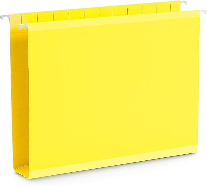 Blue Summit 50 Extra Capacity Hanging File Folders Letter Size, 2 Inch Expansion, Hanging File Folders Extra Capacity, Designed for Bulky Files, Filing Cabinets, Medical Charts, Assorted Colors