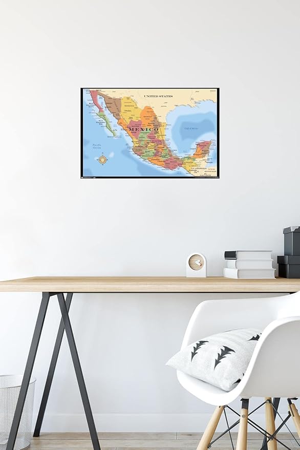 Trends International Map - Mexico Wall Poster, 14.725" x 22.375", Premium Unframed Version