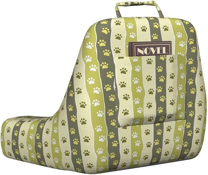 Ambesonne Dog Reading Pillow Cover, Vertical Pattern Paw Design Foot Print Canine Walking, Unstuffed Printed Bed Rest Case from Soft Fabric, XL Size, Yellow Green Pale Yellow