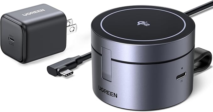 UGREEN Qi2 15W 3-in-1 Wireless Charger for iPhone 17/16/15/14/13/12 Series, Magnetic Foldable Charging Station for Apple Watch, AirPods, MagSafe Compatible Fast Charging Dock, Travel-Friendly Design