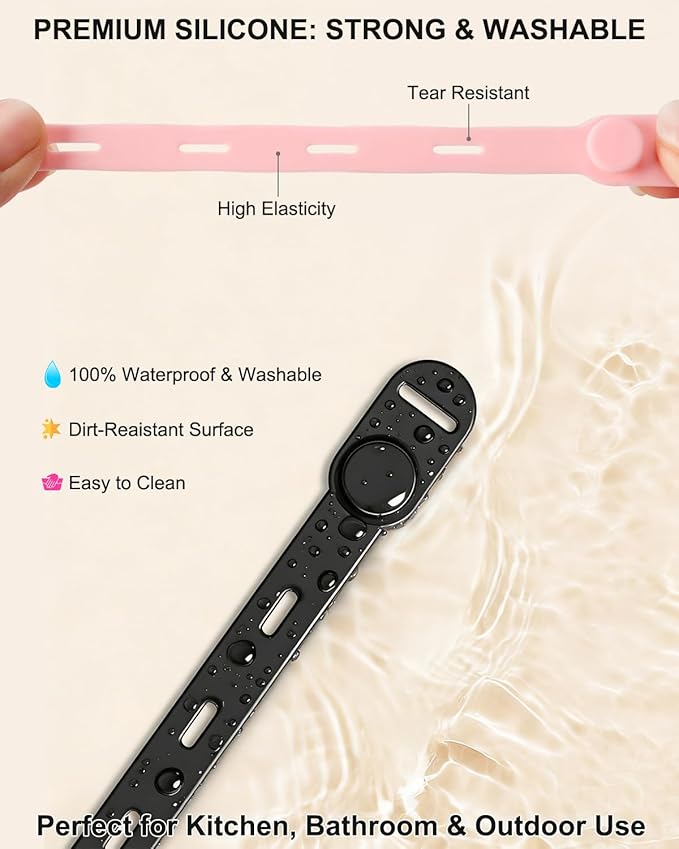 OneLeaf Reusable Silicone Cable Ties, Soft Cord Bundlers for USB Chargers, Kitchen Appliance, Adjustable Wire Management Straps with Secure Buckle, Travel Tech & Cruise Essentials Keepers, Multicolor