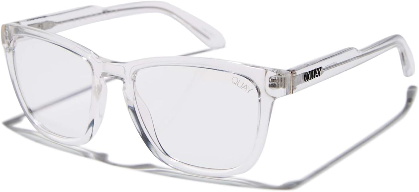 Quay - Blue Light Glasses for Men & Women, Square Frame, Eyewear for Screentime Protection (Hardwire, Clear/Clear Blue Light Lens)