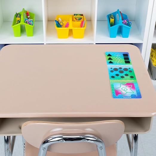 Really Good Stuff 12PK Sensory Deluxe Plastic Desktop Reference Nameplate with 19 Textured Shapes, Cut-Out Squiggles, and a Removable Sensory Design to take on The go