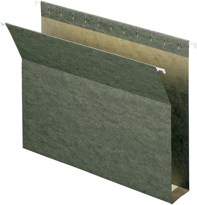 Smead Hanging File Folders for Documents, Letter Size, 2 Inch Expansion, File Organizer for Filing Cabinets, Standard Green, 25 Pack (64259)