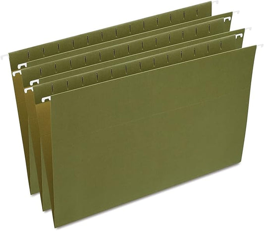 Staples Hanging File Folders, Legal Size, Straight‑Cut Tabs, Standard Green, Durable Filing Solution – 25/Box