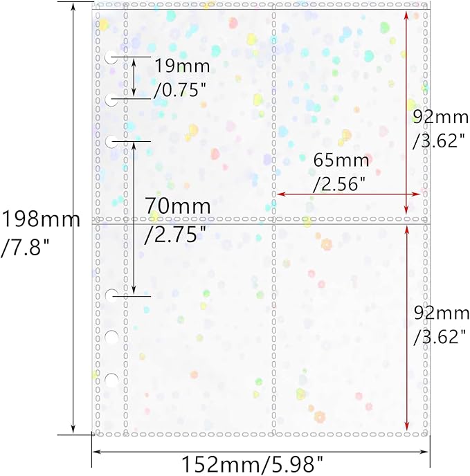 A5 Photocard Sleeves 20pcs Sheet Protectors 2.5'' x 3.7'' 4 Pocket Picture Card Insets Flower Flashing Clear PP Photo Album Refill Pages for 6 Ring Binder (Flower Flashing, A5-4Pocket)