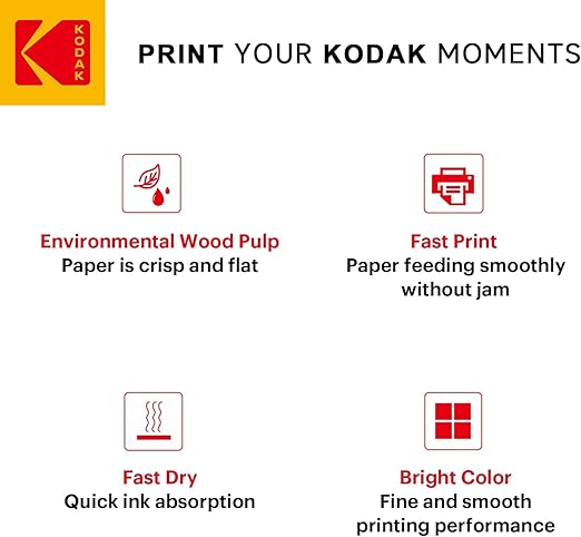 KODAK Picture Paper Vivid 8.5"x11", 25 count, 66lb-230g/m2 weight, 11.9 mil thickness, Vivid color picture paper