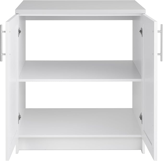 Prepac Elite 32" W Storage Cabinet with Doors and Shelves, White Garage Cabinet, Bathroom Storage with 1 Adjustable Shelf 24.5" D x 32" W x 36" H, WSCR-1005-1