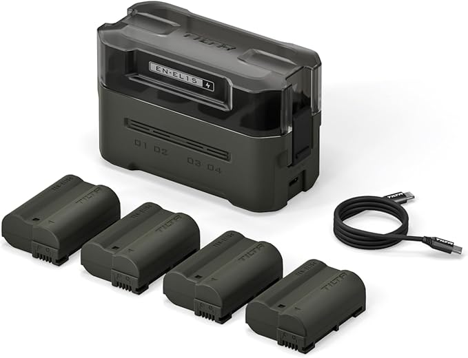 Tilta LP-E6P Battery Charging Kit with 4 USB-C Rechargeable Batteries – Compatible with Canon EOS R5 Mark II, R6 Mark II, R7, R6, R5, R, 5D IV, 6D, 7D II, 90D, 80D, 70D, 60D, 60Da – Green