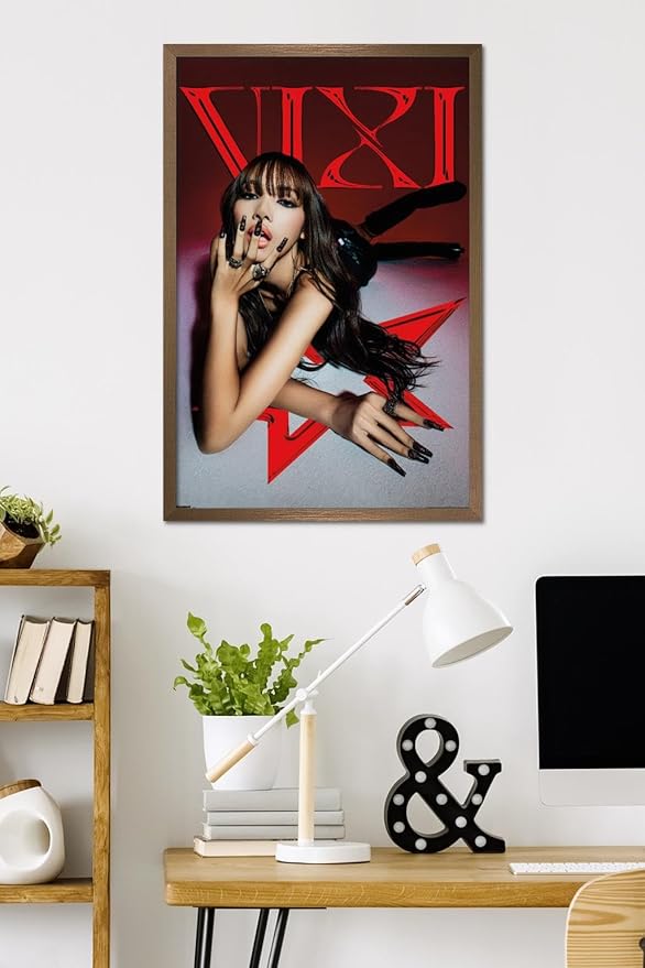 LISA - VIXI Red Star Wall Poster, 34L" x 22.4W", Bronze Framed Version