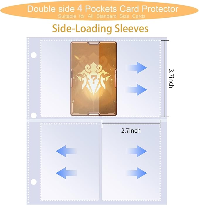 Trading Card Binder–Deluxe Fire Dragon 4-Pocket Side-Loading Zipper Album with 50 Sleeves and 400 Pockets–Fits Sleeved Cards–Ideal for TCG，MTG, Sports Collector