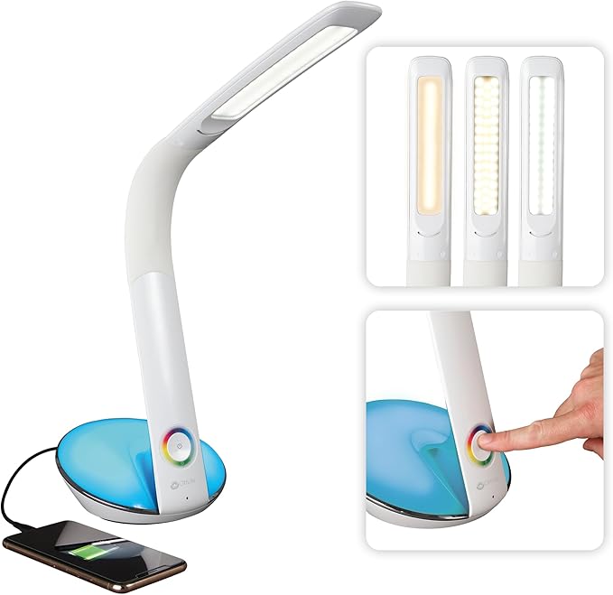 OttLite LED Desk Lamp with Color Changing Base and USB