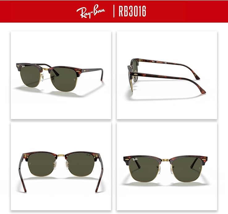 Ray-Ban RB3016 CLUBMASTER Sunglasses For Men For Women +BUNDLE with ACCESSORY EYEWEAR KIT