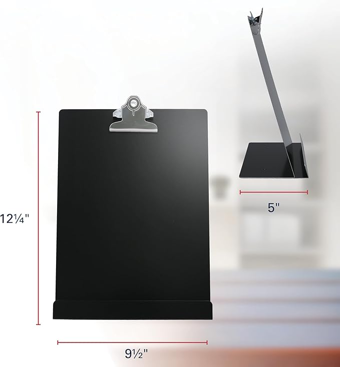 Saunders Free Standing Clipboard and Tablet Stand, 1" Clip Capacity, Letter Size: Holds 8.5 x 11 Sheets, Black