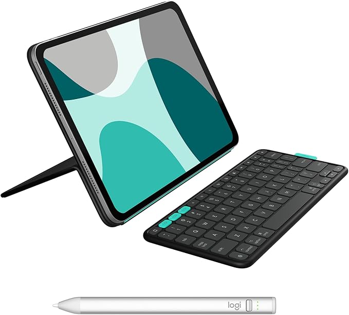 Logitech Flip Folio, Keyboard Case for iPad Pro 11-inch (M4) & iPad Air 11-inch (M2 & M3)(5th Gen - 2024) - Protective & Stowable Bluetooth Keyboard Case, Multi-Device Black+ Crayon Digital Pencil
