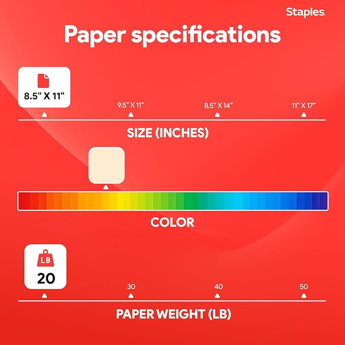 Staples Pastel Colored Copy Paper 8 1/2-Inch x 11-Inch Cream 500/Ream