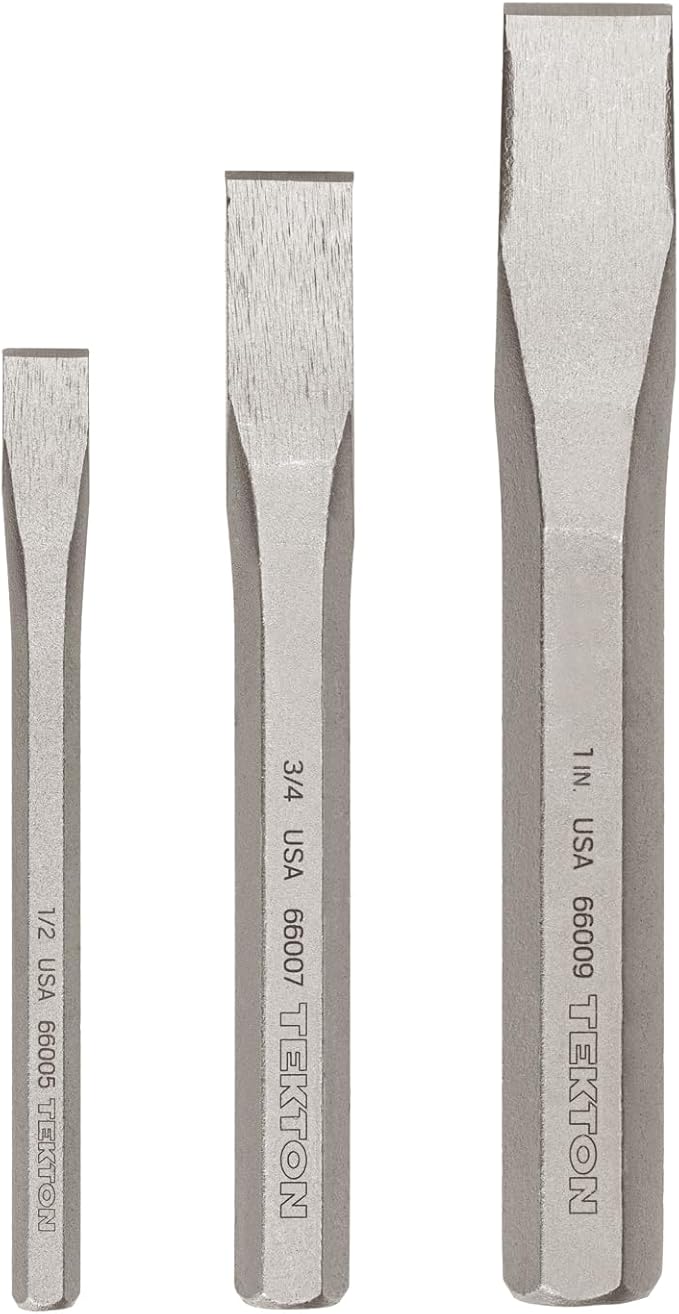 TEKTON Cold Chisel Set, 3-Piece (1/2, 3/4, 1 in.) | PNC91003 | Made in USA