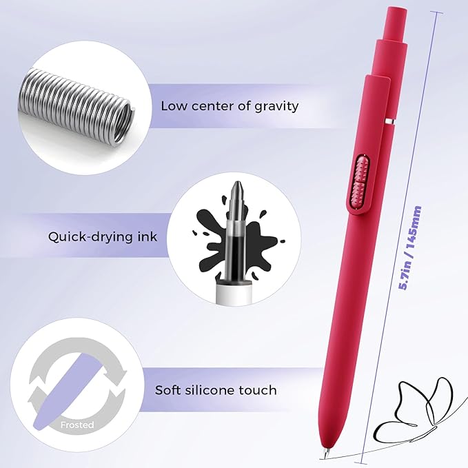 8 Pcs Ballpoint Pens, Large Capacity Black ink pens, Quick-Dry 0.7mm Medium Point Fidget Pens for Smooth Writing for Notetaking Coloring, No Bleed, No Smudge, School & Office Supplies