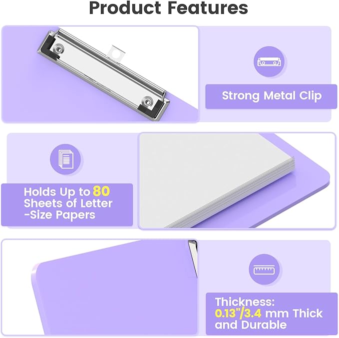 Extra Large 11x17 Clipboards, Plastic Purple Drawing Boards, Horizontal Clip Board, Landscape Layout. Suitable for Watercolor, Sketching, Painting. Art & Drafting Supply(Pack of 6)
