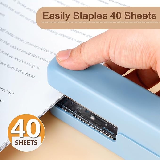 deli Stapler, Desktop Staplers with Integrated Staple Remover, 45 Sheet Capacity Office Stapler, Blue