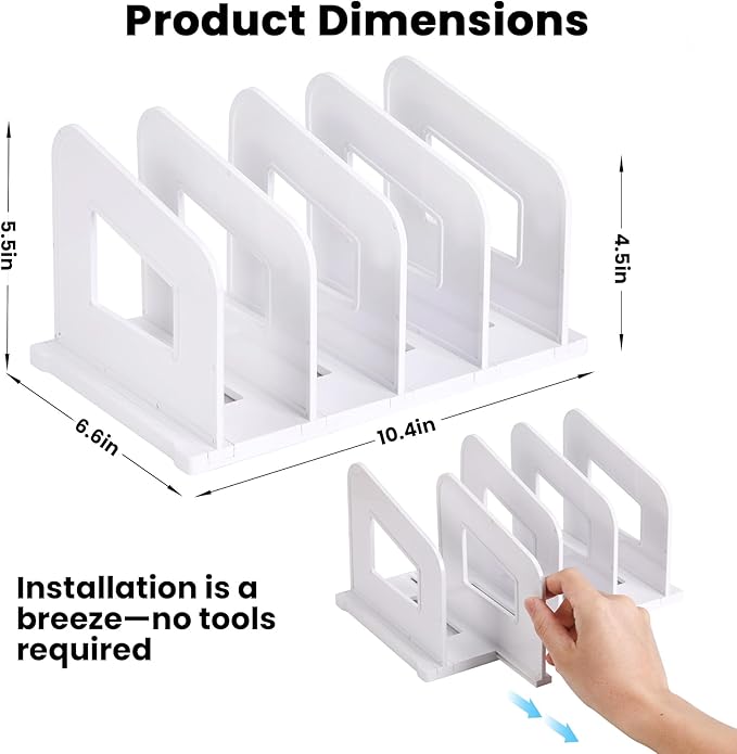 File Organizer, Acrylic Folder Organizer File Sorter, Plastic Vertical Dividers for Magazine Mail Letter Paper, Desktop Organizers for Office, Classroom & Home(4 Sections, 2 Pack), White