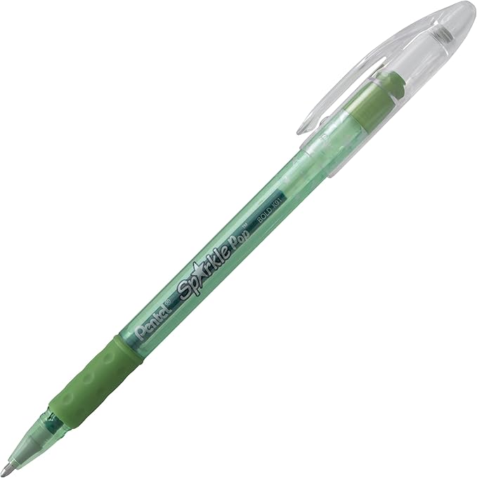 Pentel Sparkle Pop Metallic Gel Pen, (1.0mm) Bold Line, Green/Blue Ink, Box of 12 Pens (K91-DD)