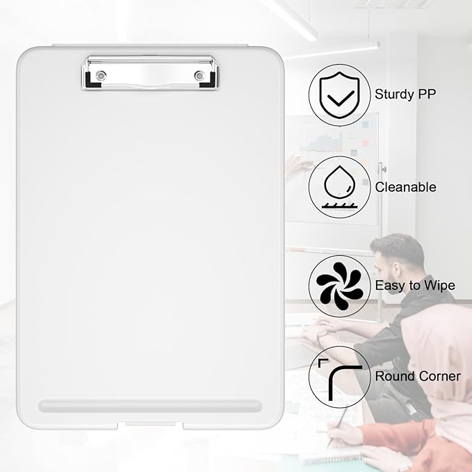 Hongri Clipboard with Storage, 8.5 x 11 Nursing Clip Board Foldable Storage for Nurses, Lawyers, Students, Classroom, Office, School, Size 13.4 x 9.4 X 0.9 in, Matte Clear