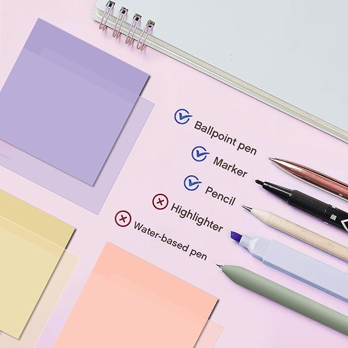 Jutom 39 Pcs Aesthetic Book Annotation Kit Highlighter with Pencil Case Bag Gel Pen Transparent Sticky Note Taking Bible Study College School Supplies(Light Purple,Classic Style)