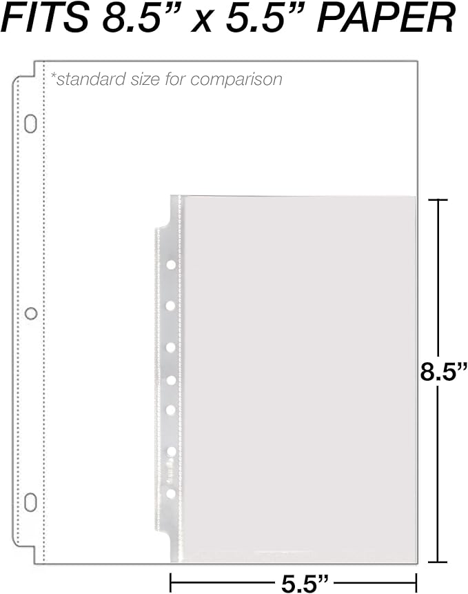Samsill Mini Sheet Protectors, 5.5 x 8.5 Inch Page Protectors for Mini 3 Ring Binder, Heavy Duty, Clear Protector Sheets, 7 Hole, Top Loading, Acid Free (Pack of 2000)