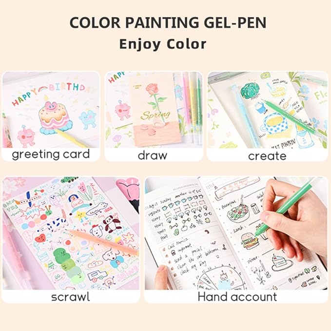 Gel Pens with Fine Point 0.6mm, 9 Colors Drawing Pencils for Adult Coloring Books Smooth Writing Pen Set for Journaling(Lip Stick Red)