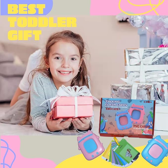 Talking Flash Cards, Preschool Learning Activities, Montessori Toys for 1+ Year Old, Educational Toys, Pocket Speech Therapy Materials with 274 Durable Plastic Words, Valentine Gifts for Boys & Girls