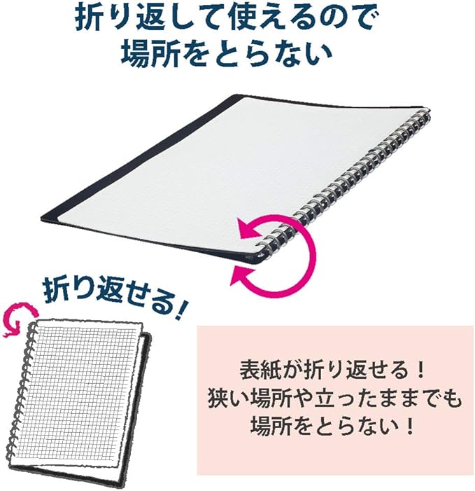 Kokuyo Campus Smart Ring Binder, A5 Black Refillable Binder Notebook 20 Holes with 10 Extra Loose-Leaf Paper, Up to 25 Filler Papers for Work & Study, Japan Import (RU-SP131D)