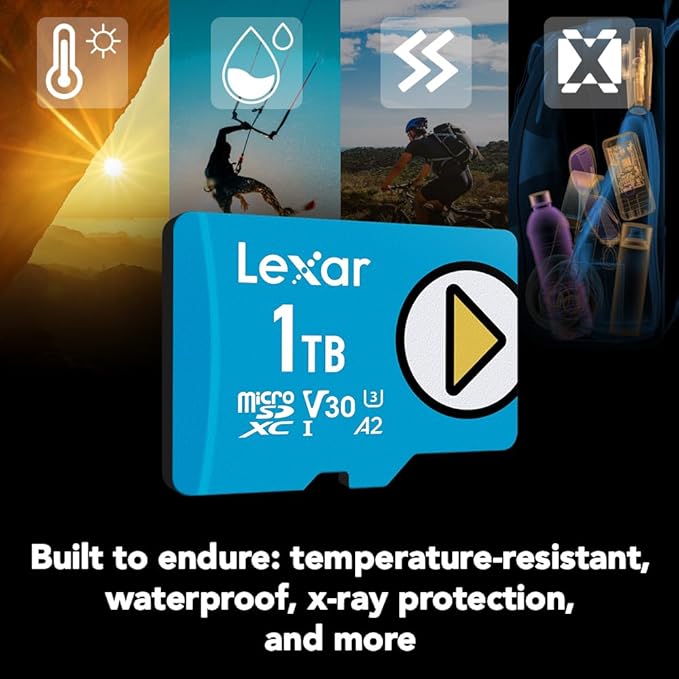 Lexar 1TB Play Blue Micro SD Card, UHS-I, C10, U3, V30, A2, 4K, Up to 160MB/s microSDXC Memory Card, Expanded Storage for Nintendo-Switch 1, Gaming Devices, Smartphones, Tablets (LMSPLBL001T-BNNNU)